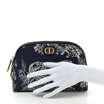 Christian Dior Embroidered Toile De Jouy 30 Montaigne Cosmetic Pouch Blue 2 of 7
