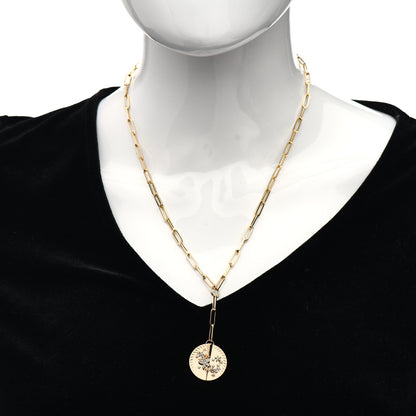 Foundrae 18K Yellow Gold Diamond Large Blossoms Medallion Classic Fob Chain Necklace 2 of 5