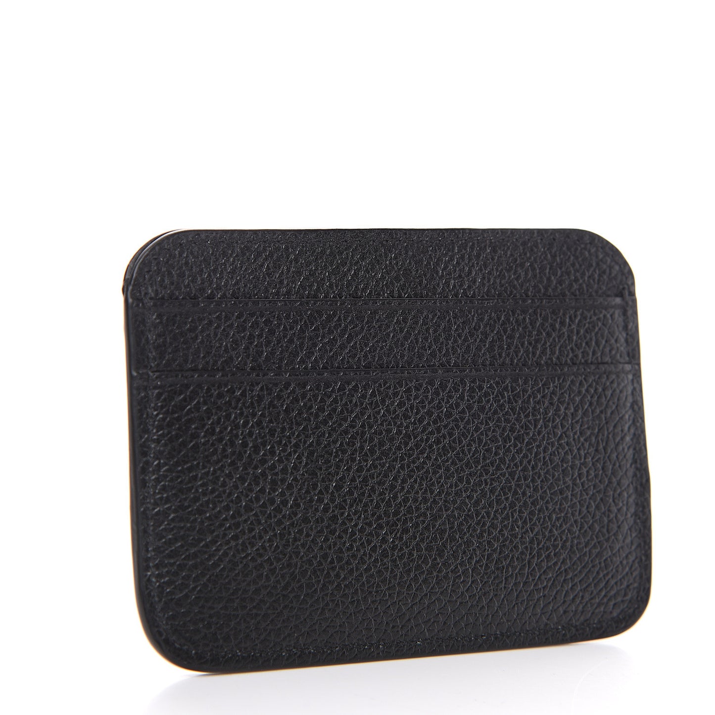 Grained Calfskin Logo Cash Rounded Card Holder Black White