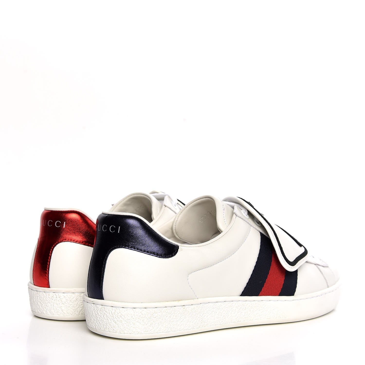 Gucci Calfskin Web Shark Embroidered Mens Ace Sneakers 8.5 White 4 of 12
