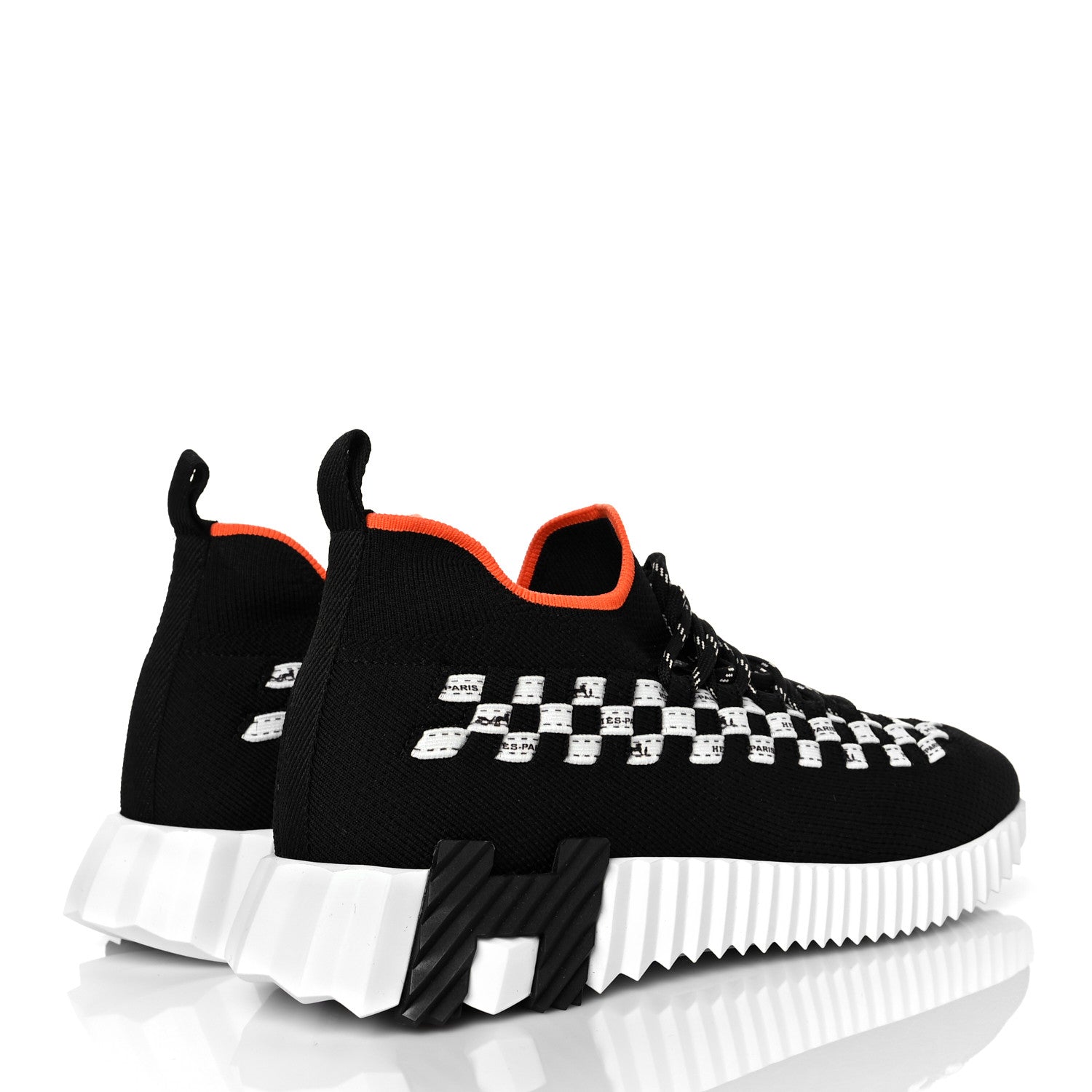 Hermes Knit Womens Flex Bolduc Sneakers 36.5 Black White 4 of 9