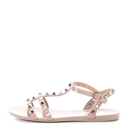 Valentino Garavani PVC Jelly Rockstud Caged Sandals 36 Poudre 1 of 7