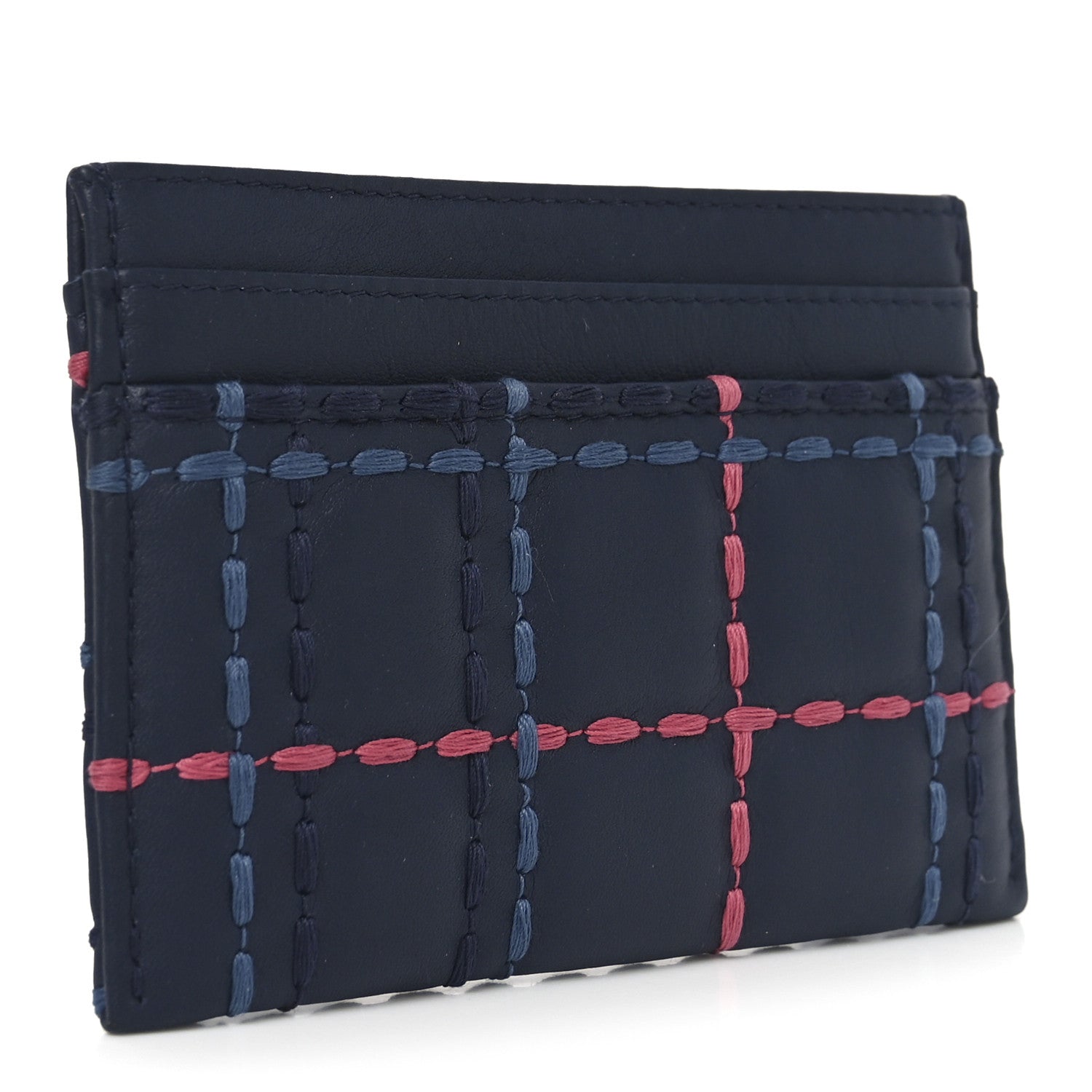 Chanel Lambskin Quilted Stitched Card Holder Blue Multicolor 3 of 7