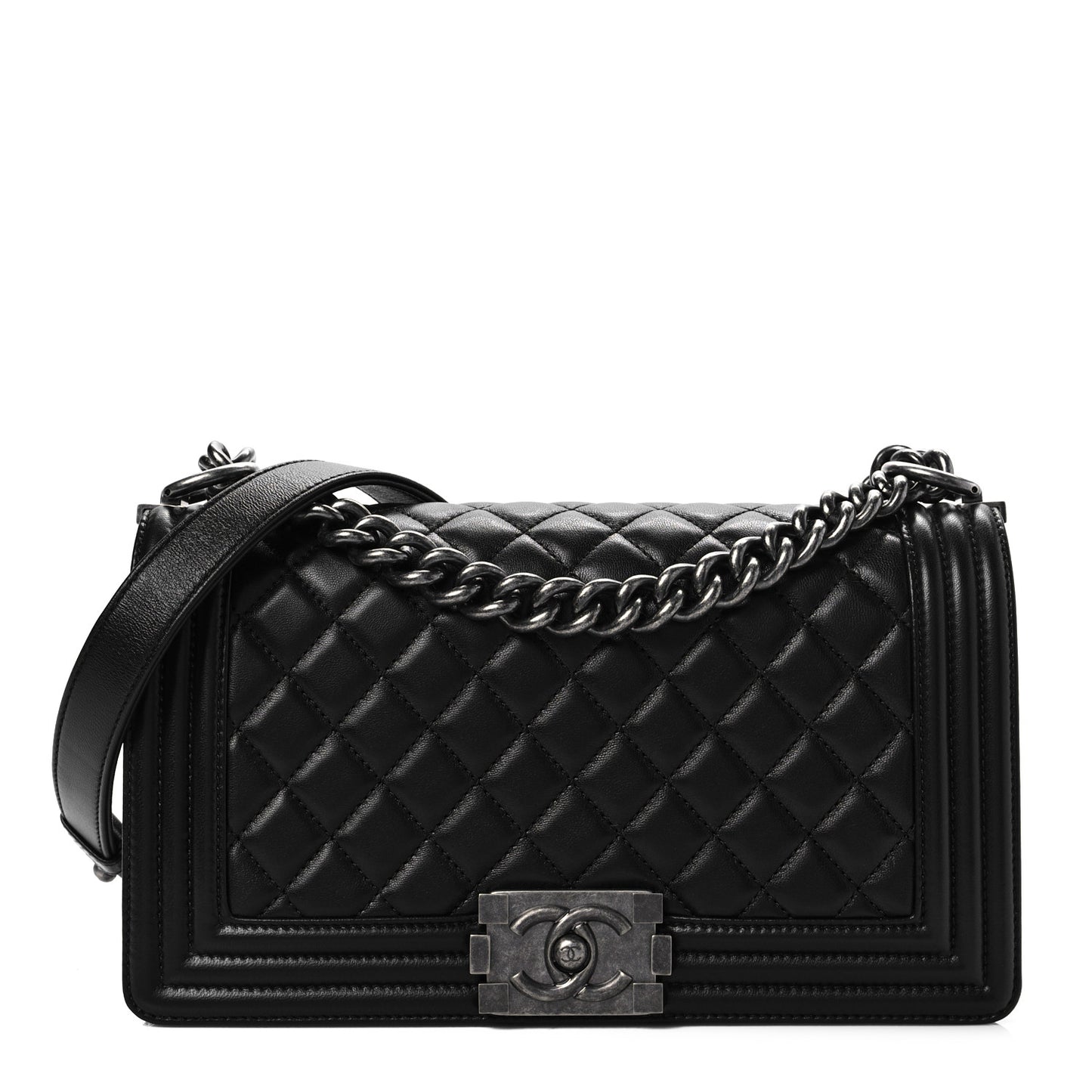 Calfskin Quilted Medium Boy Flap Black