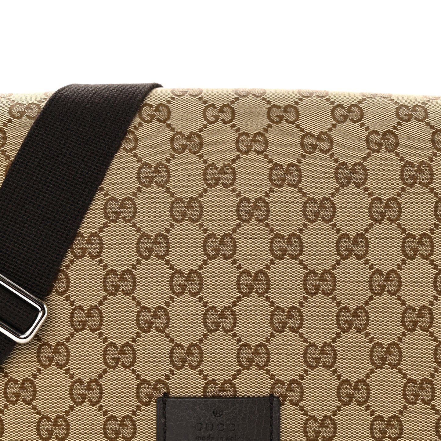 Monogram Flap Messenger Bag Beige Dark Brown