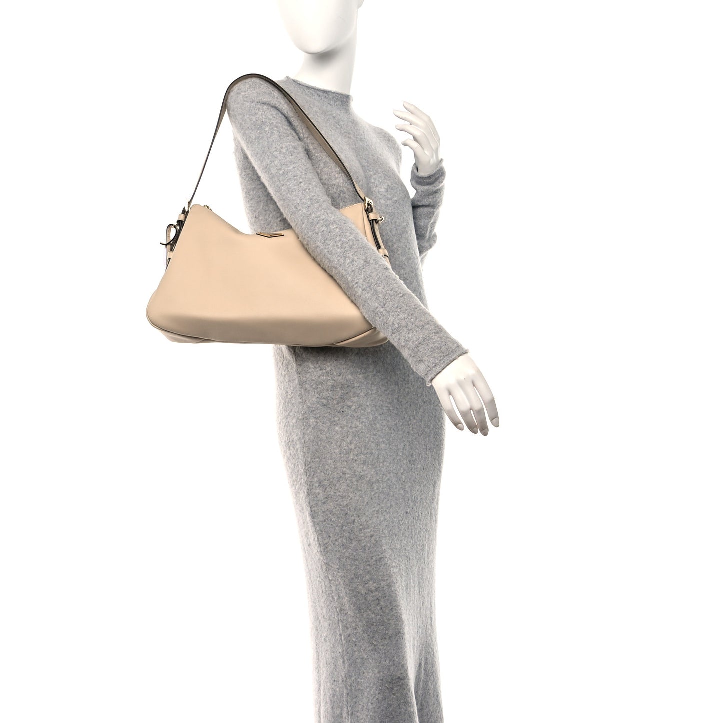 Soft Calfskin Large Aimée Shoulder Bag Travertine