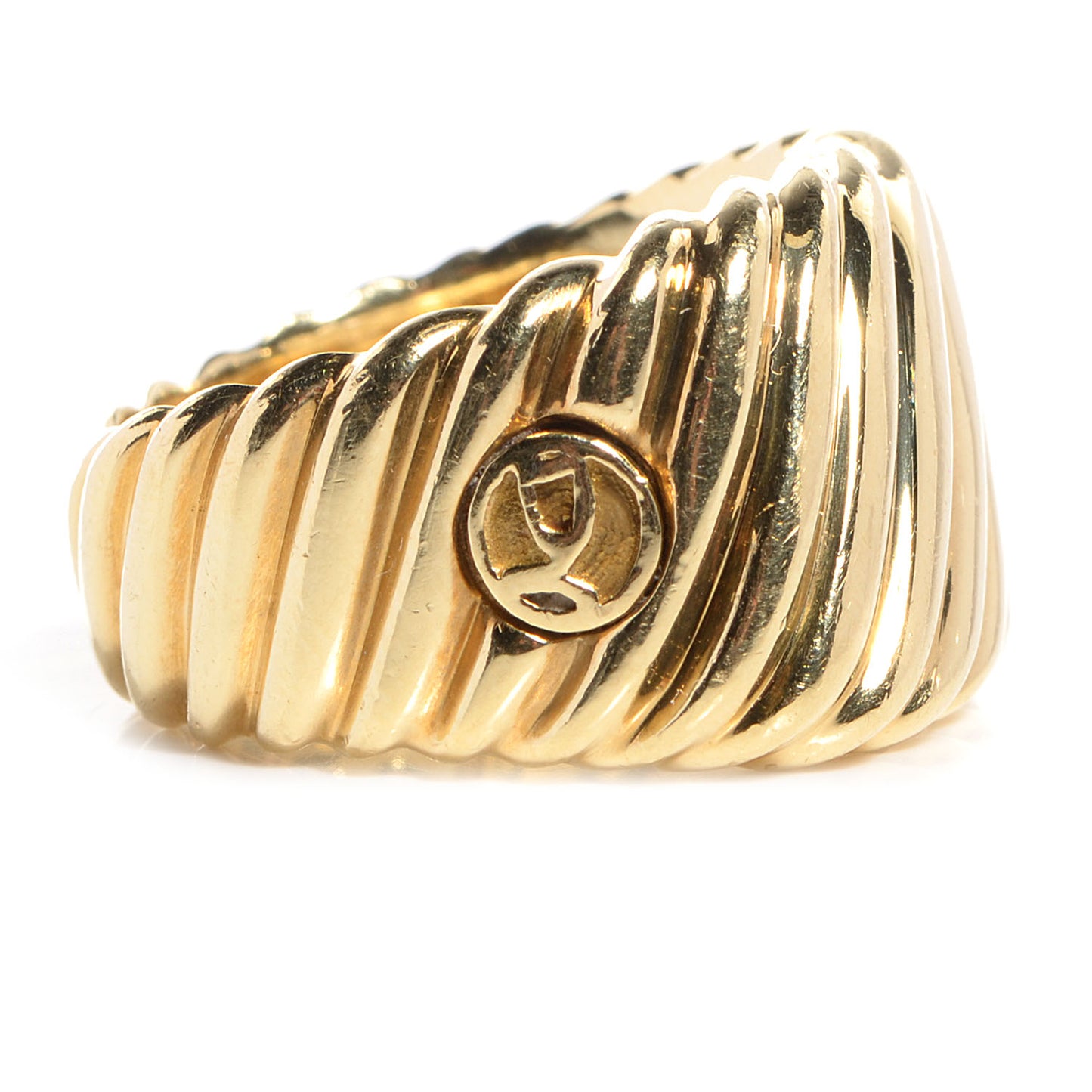 18K Yellow Gold Cable Cigar Band Ring 7
