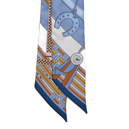 Hermes Silk Brides et Gris Twilly Gris Bleu Jean White Miel 4 of 4