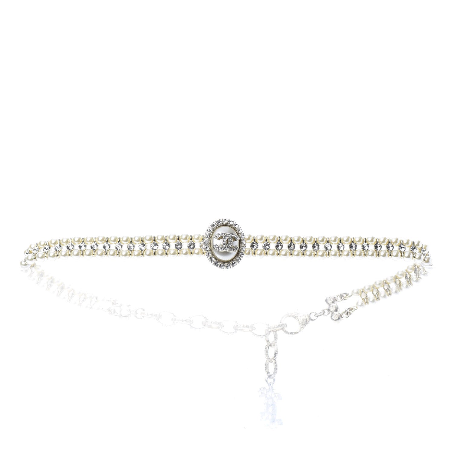 Chanel Pearl Crystal CC Choker Necklace Gold 3 of 5