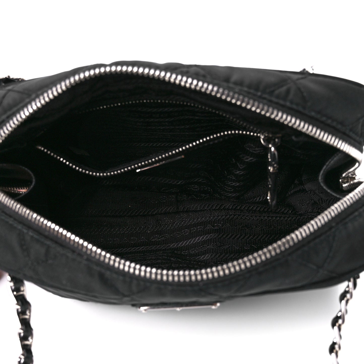 Nylon Tessuto Impuntu Quilted Bandoliera Crossbody Bag Black