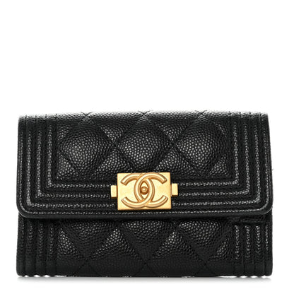 Chanel Caviar Quilted Boy Flap Card Holder Black 1 of 10