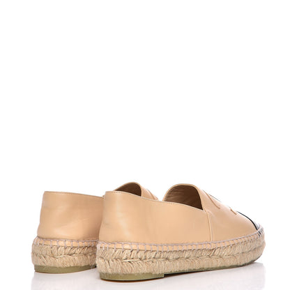 Chanel Lambskin CC Espadrilles 38 Beige Black 3 of 12