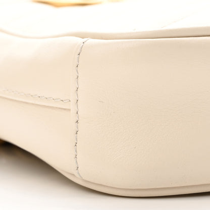 Gucci Calfskin Matelasse Mini GG Marmont Crossbody Bag White 9 of 10