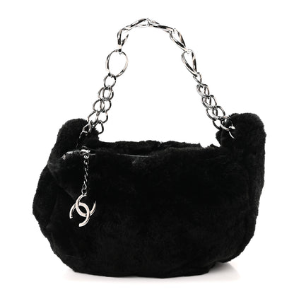 Chanel Lapin Rabbit Fur Shoulder Bag Black Black 1 of 10