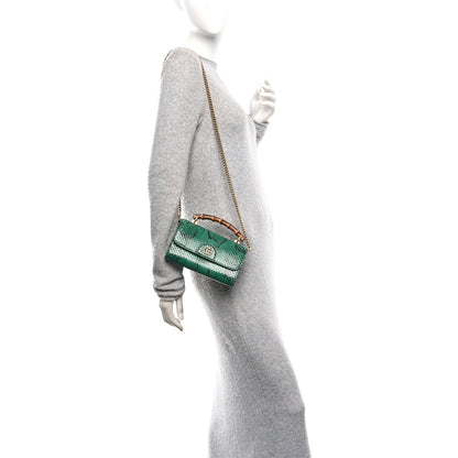 Gucci Snakeskin Mini Diana Bamboo Top Handle Clutch Emerald 2 of 11