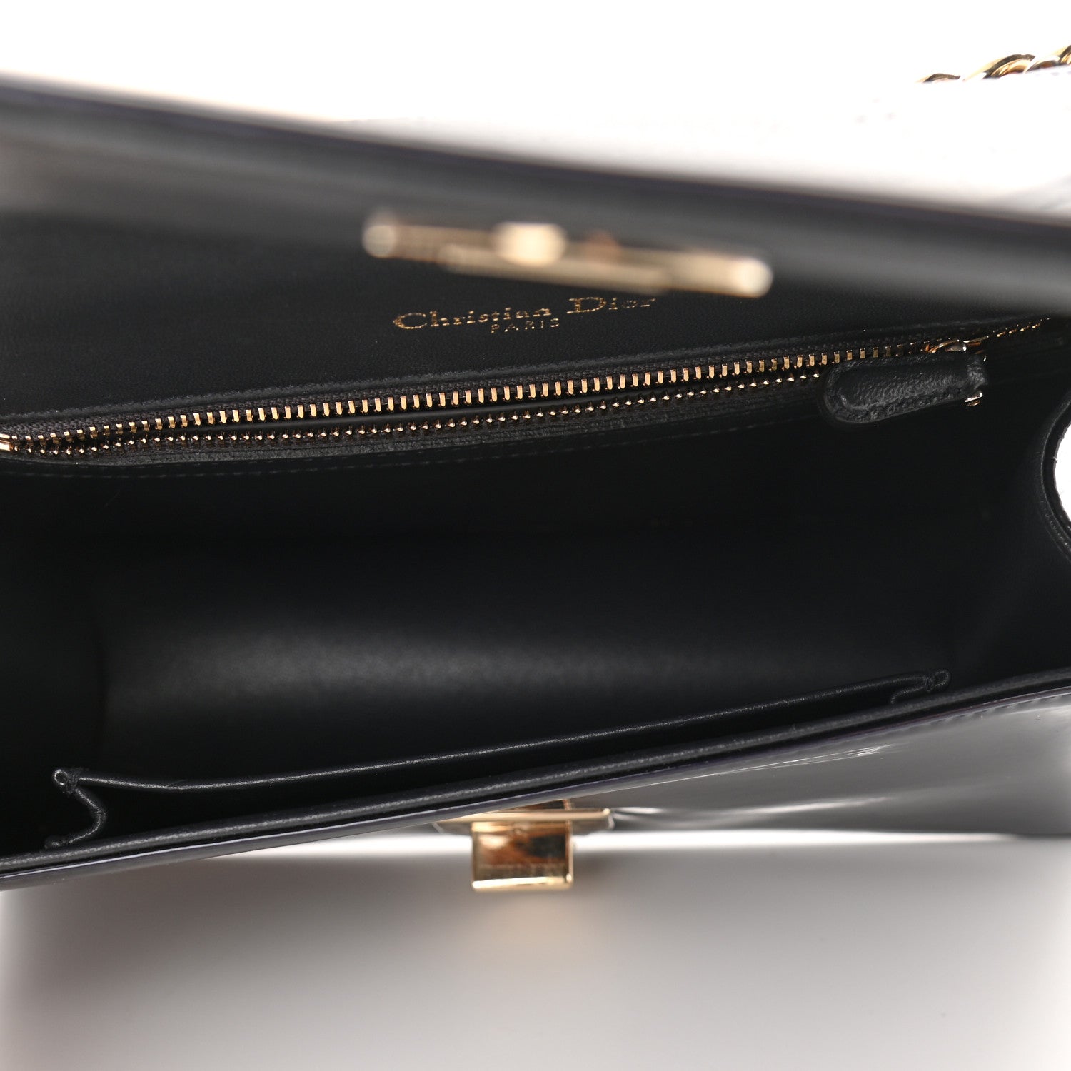 Christian Dior Metallic Patent Micro-Cannage Small Diorama Flap Bag Onyx Black 5 of 10