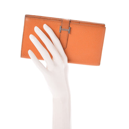 Hermes Chevre Mysore Bearn Gusset Wallet Orange 2 of 7