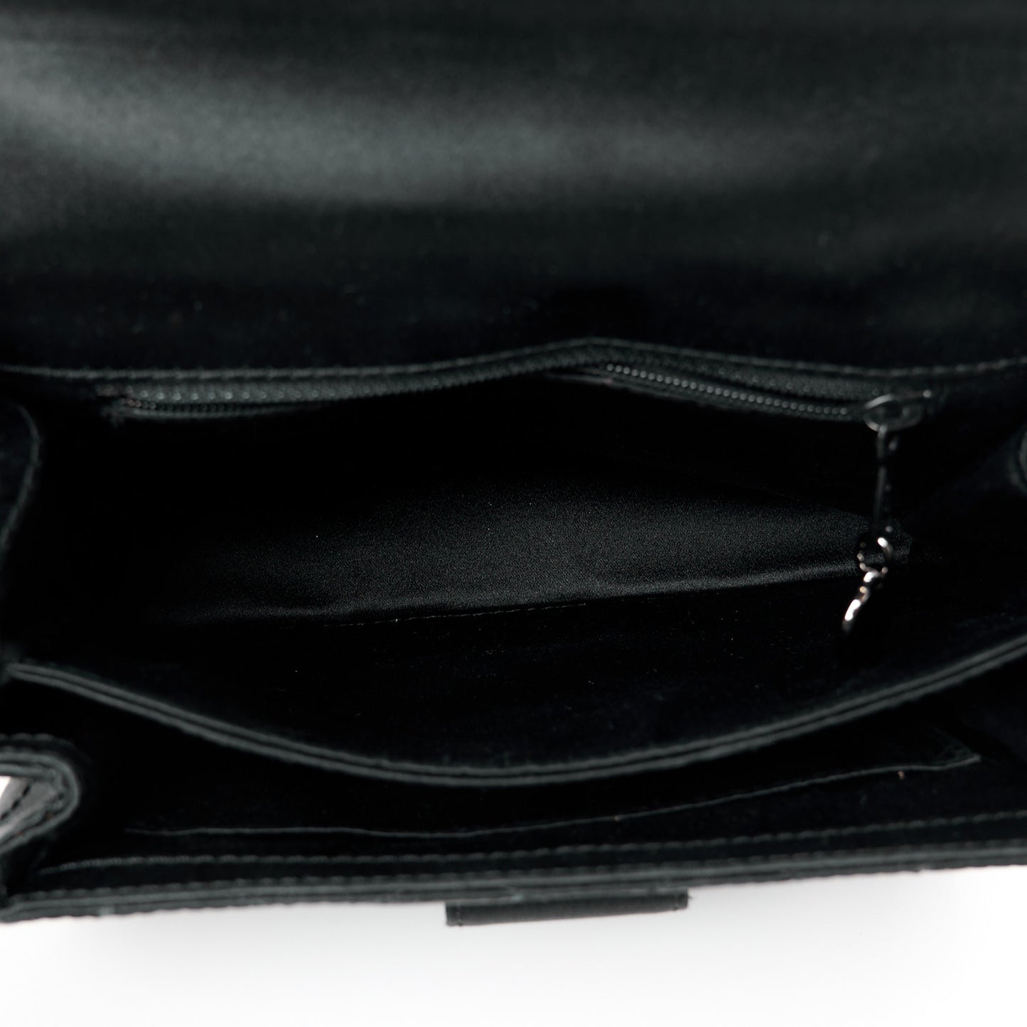 Satin Quilted Crystal CC Mini Square Flap Black