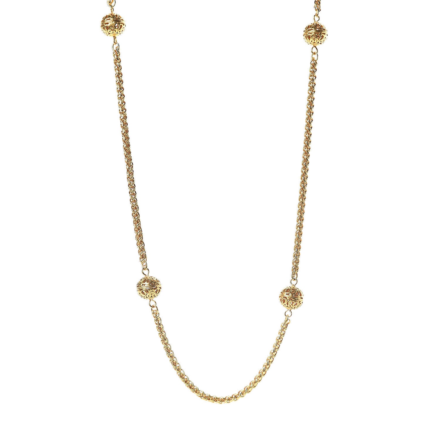 Sphere Chain Long Necklace Gold