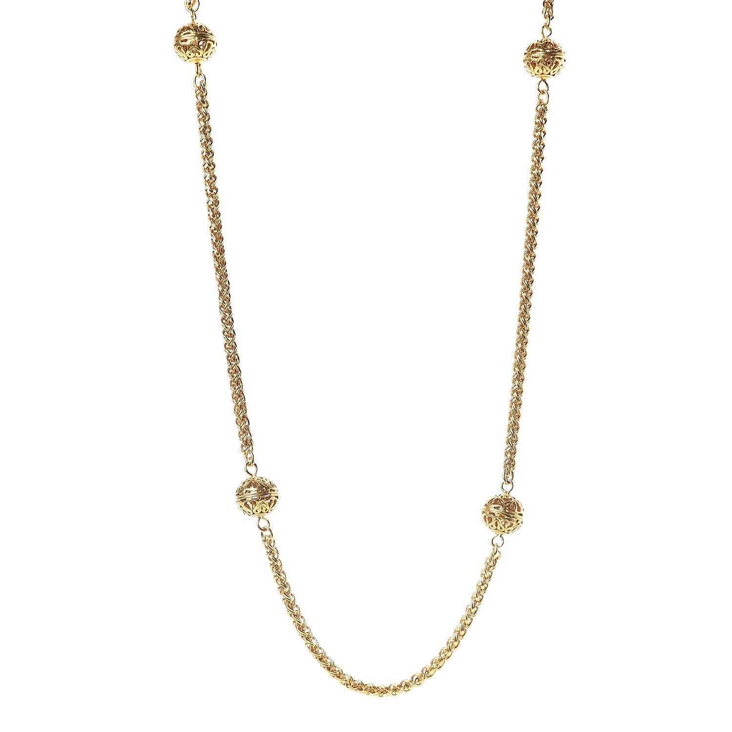 Chanel Sphere Chain Long Necklace Gold 1 of 5