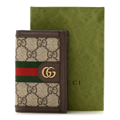 Gucci GG Supreme Monogram Web Ophidia Card Case Beige Ebony Electric Green 8 of 8