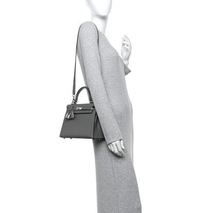 Hermes Madame Calfskin Kelly Sellier 25 Gris Meyer 2 of 11