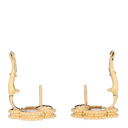 Van Cleef & Arpels 18K Yellow Gold Mother of Pearl Vintage Alhambra Earrings 3 of 5