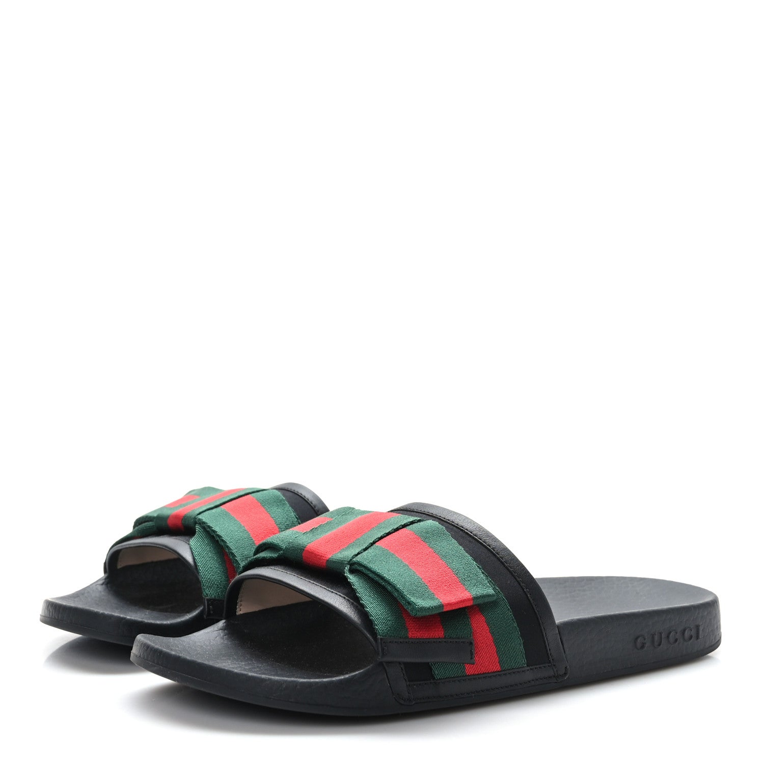 Gucci Satin Web Bow Slide Sandals 38 Black 3 of 7