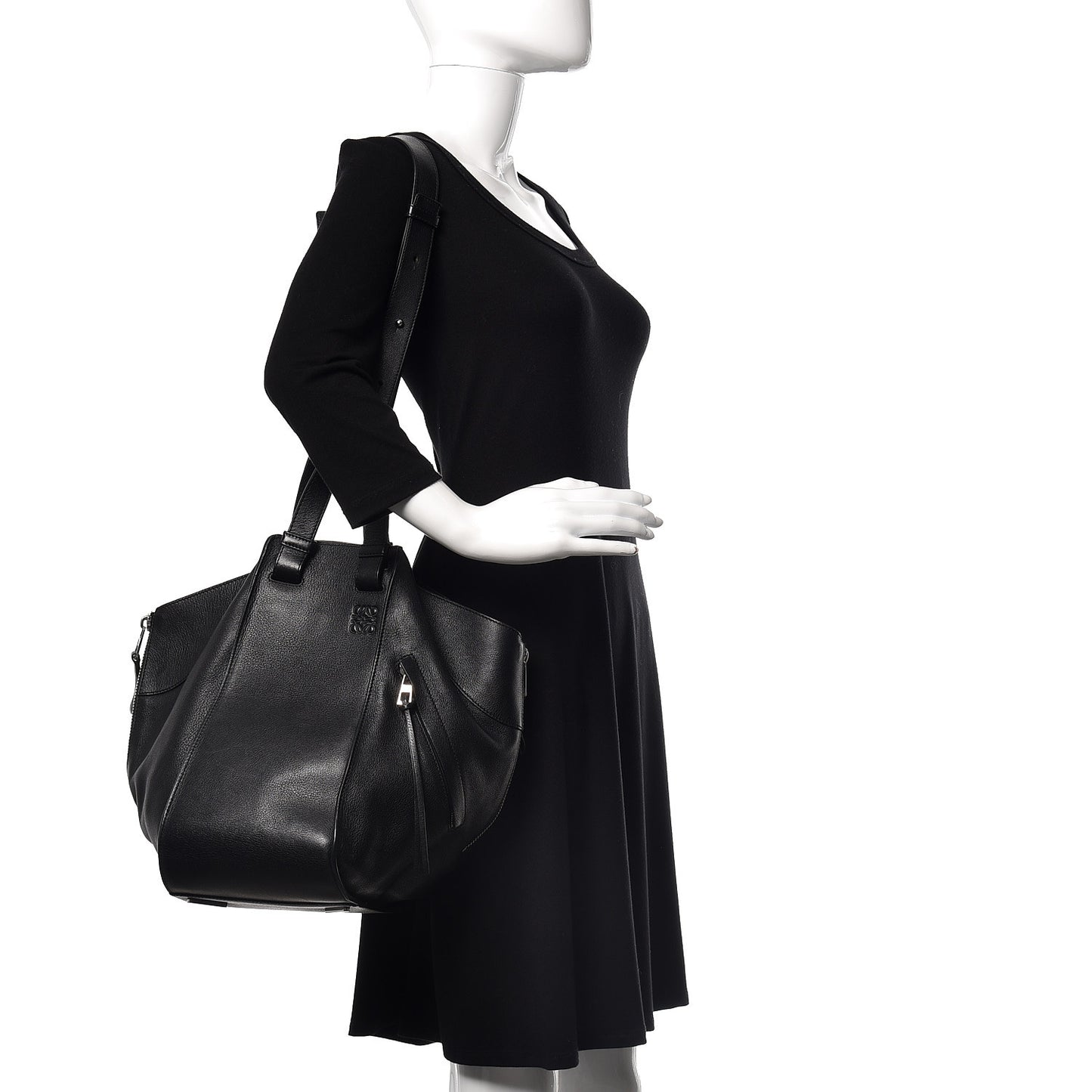 Calfskin Medium Hammock Shoulder Bag Black