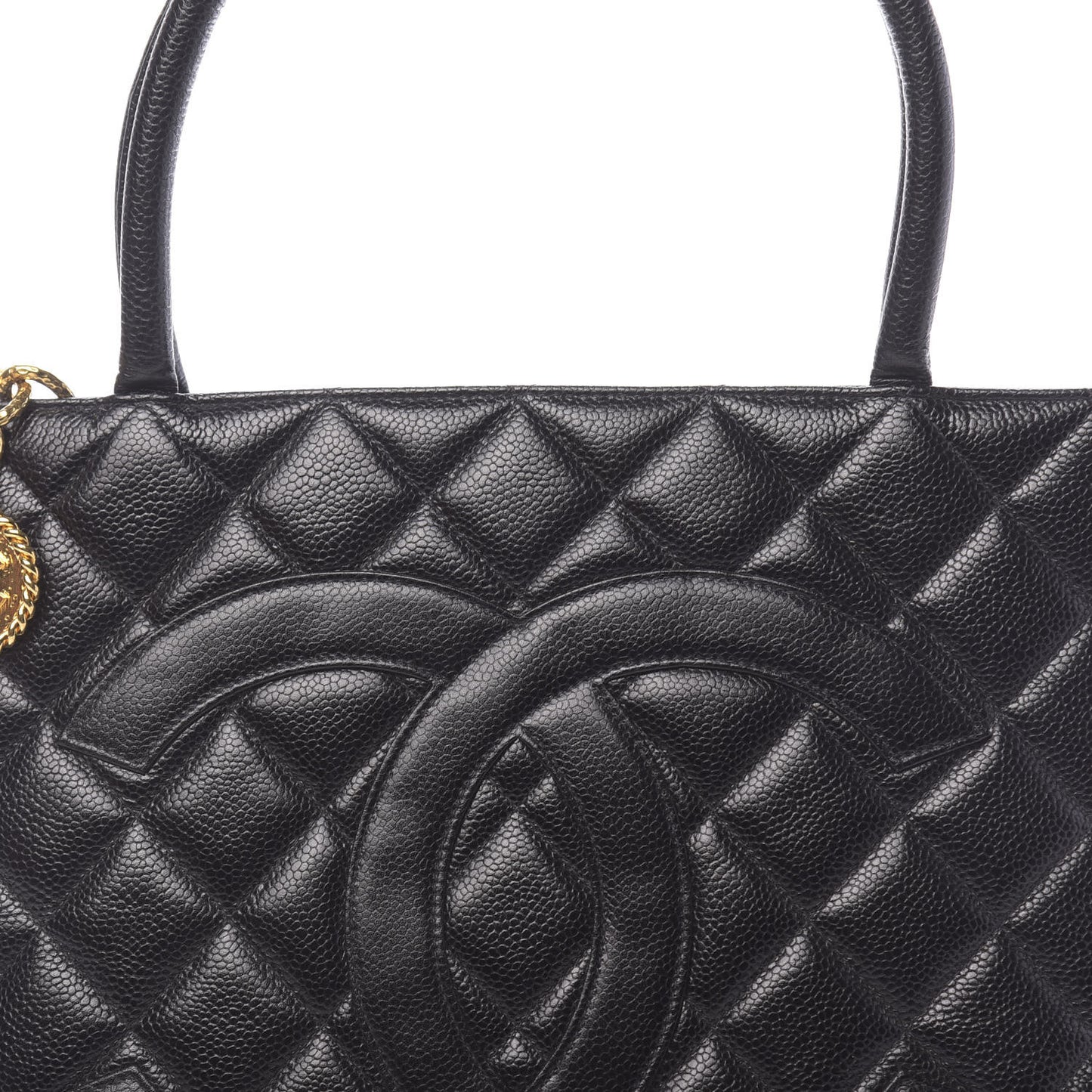 Caviar Quilted Medallion Tote Black