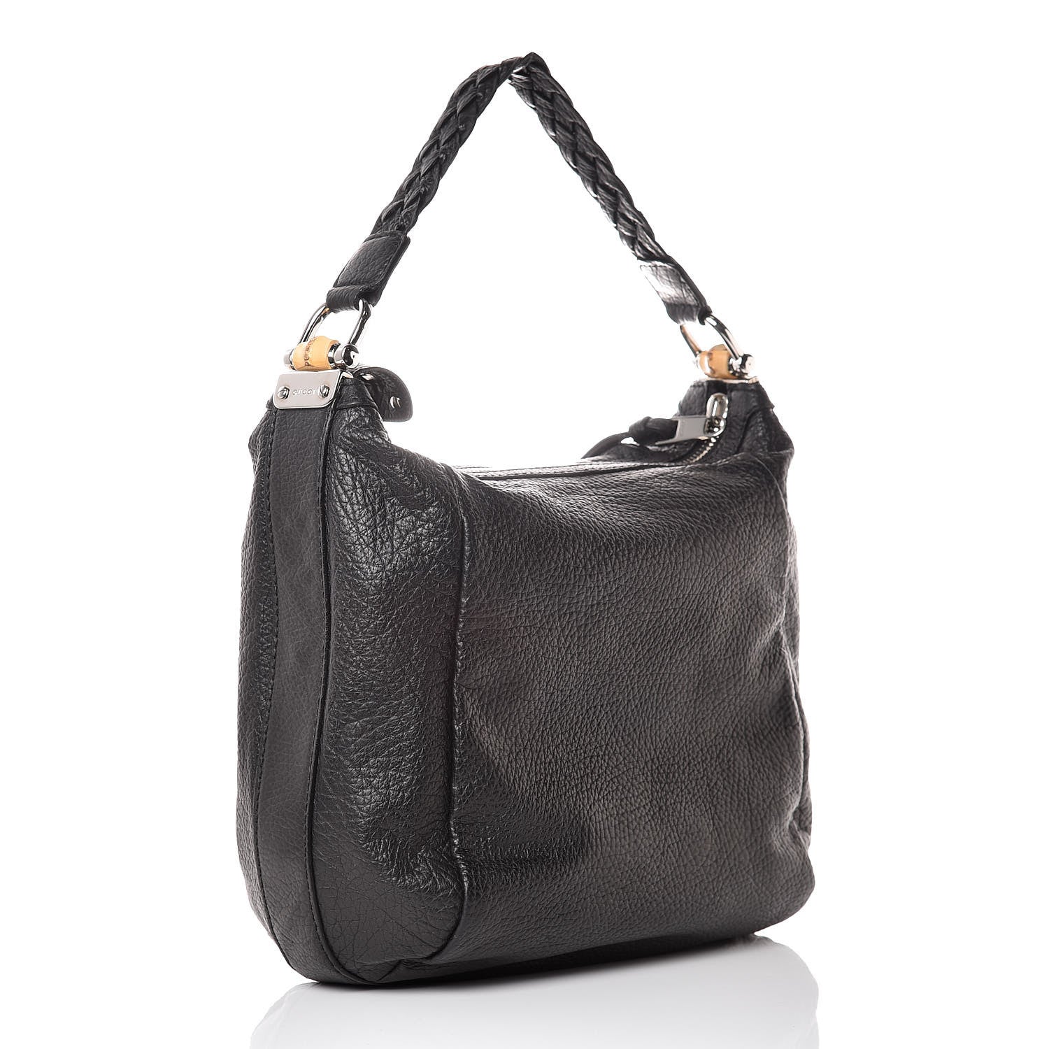 Gucci Grained Calfskin Medium Bamboo Bar Hobo Black 3 of 8