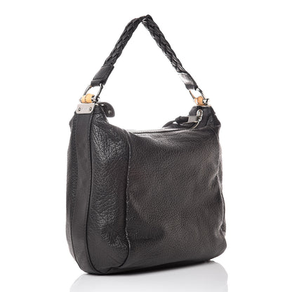 Gucci Grained Calfskin Medium Bamboo Bar Hobo Black 3 of 8