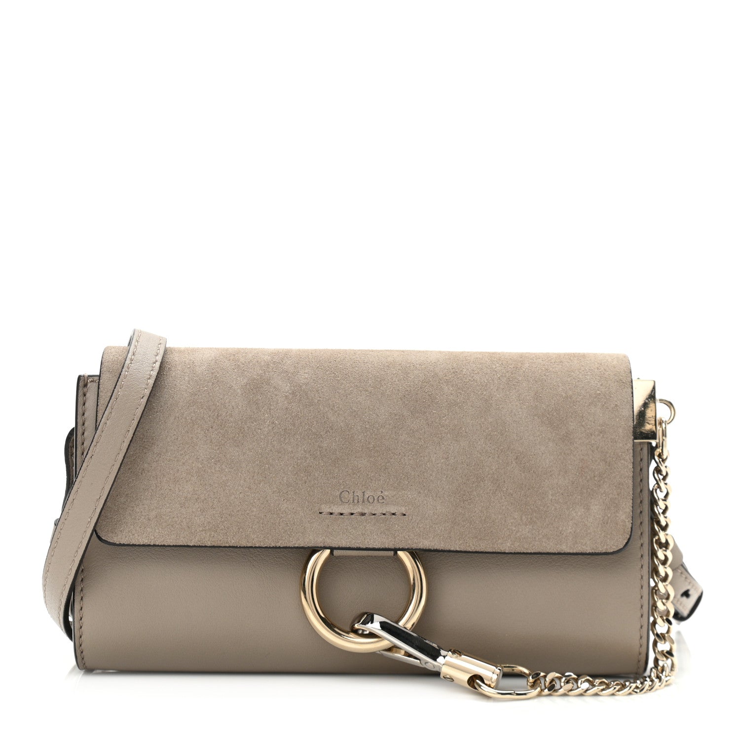 Chloe Suede Calfskin Mini Faye Shoulder Bag Motty Grey 1 of 9