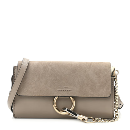 Chloe Suede Calfskin Mini Faye Shoulder Bag Motty Grey 1 of 9