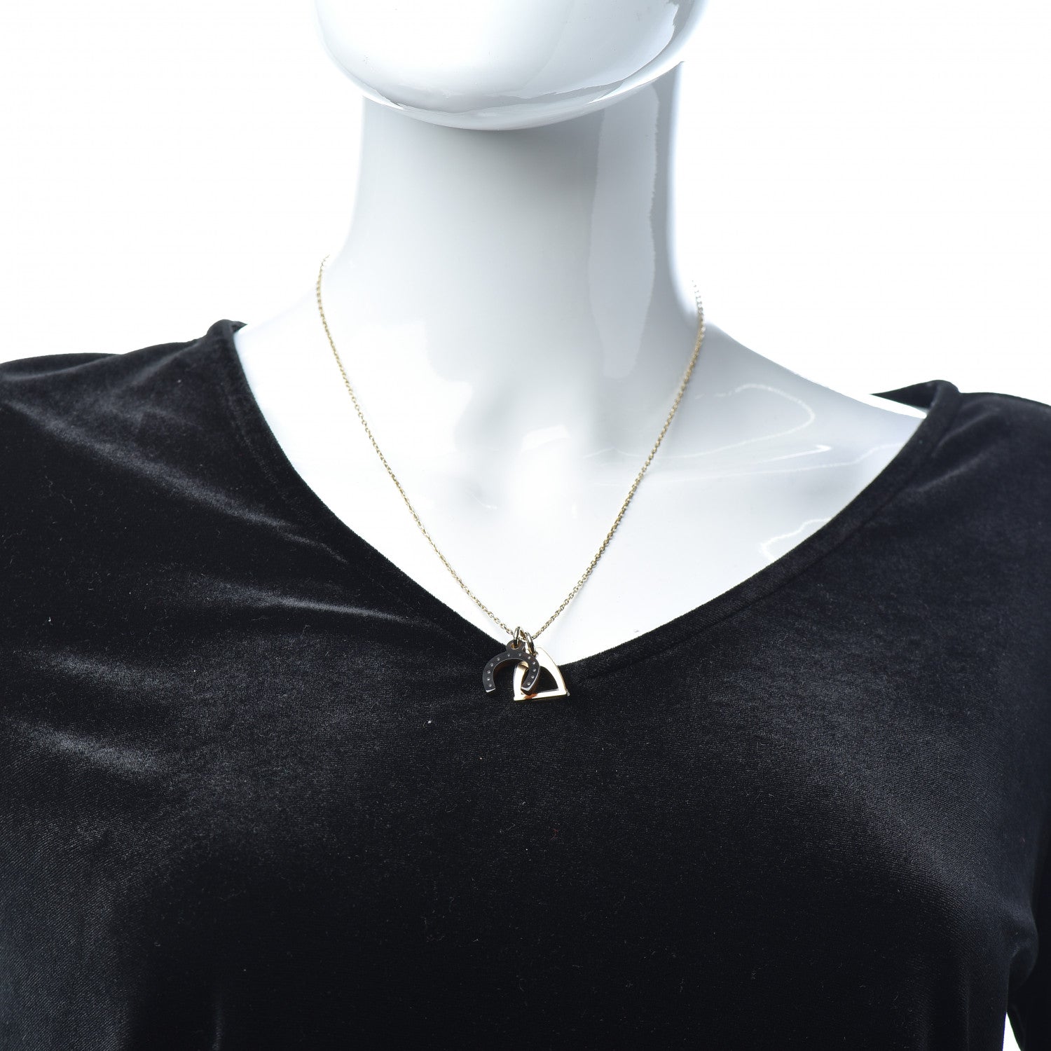 Hermes Permabrass Buffalo Horn Amulette Equestre PM Pendant Necklace Gold 2 of 6