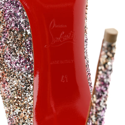 Christian Louboutin Glitter Aqua Ruban Met Pigalle Follies 100 Pumps 41 Rosette Gold 8 of 9