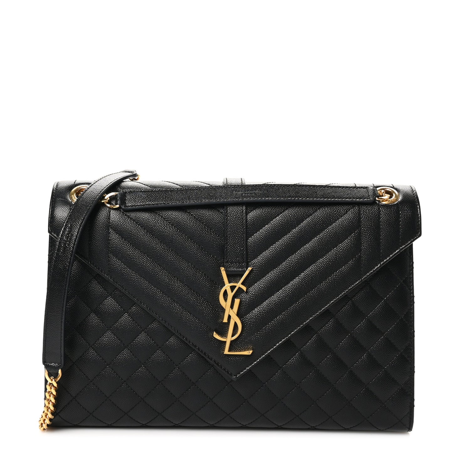 Grain De Poudre Textured Mixed Matelasse Large Triquilt Monogram Satchel Black
