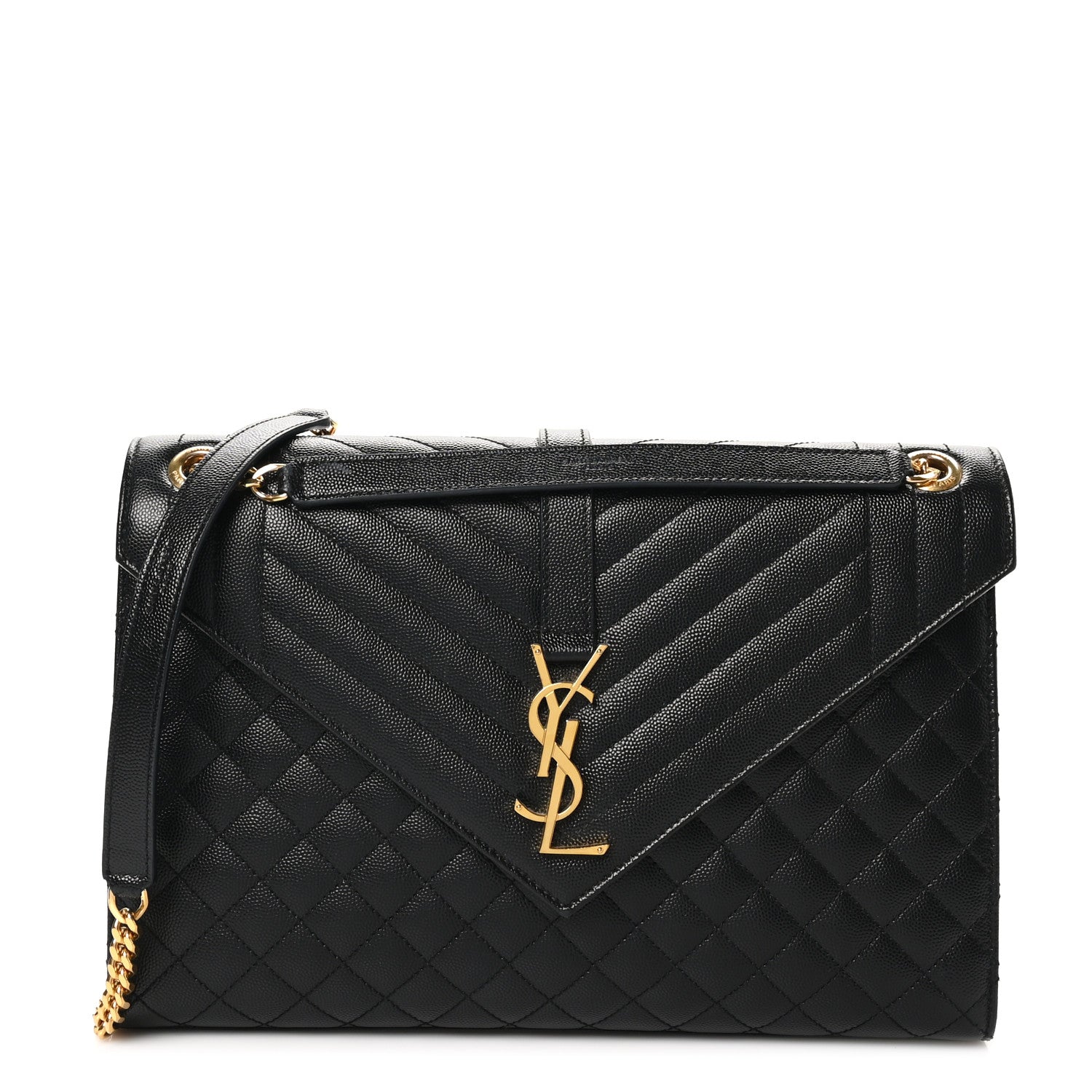 Saint Laurent Grain De Poudre Textured Mixed Matelasse Large Triquilt Monogram Satchel Black 1 of 10
