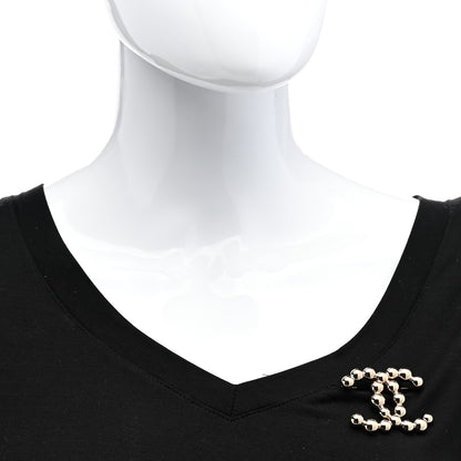 Chanel Metal Beaded CC Brooch Gold 2 of 4