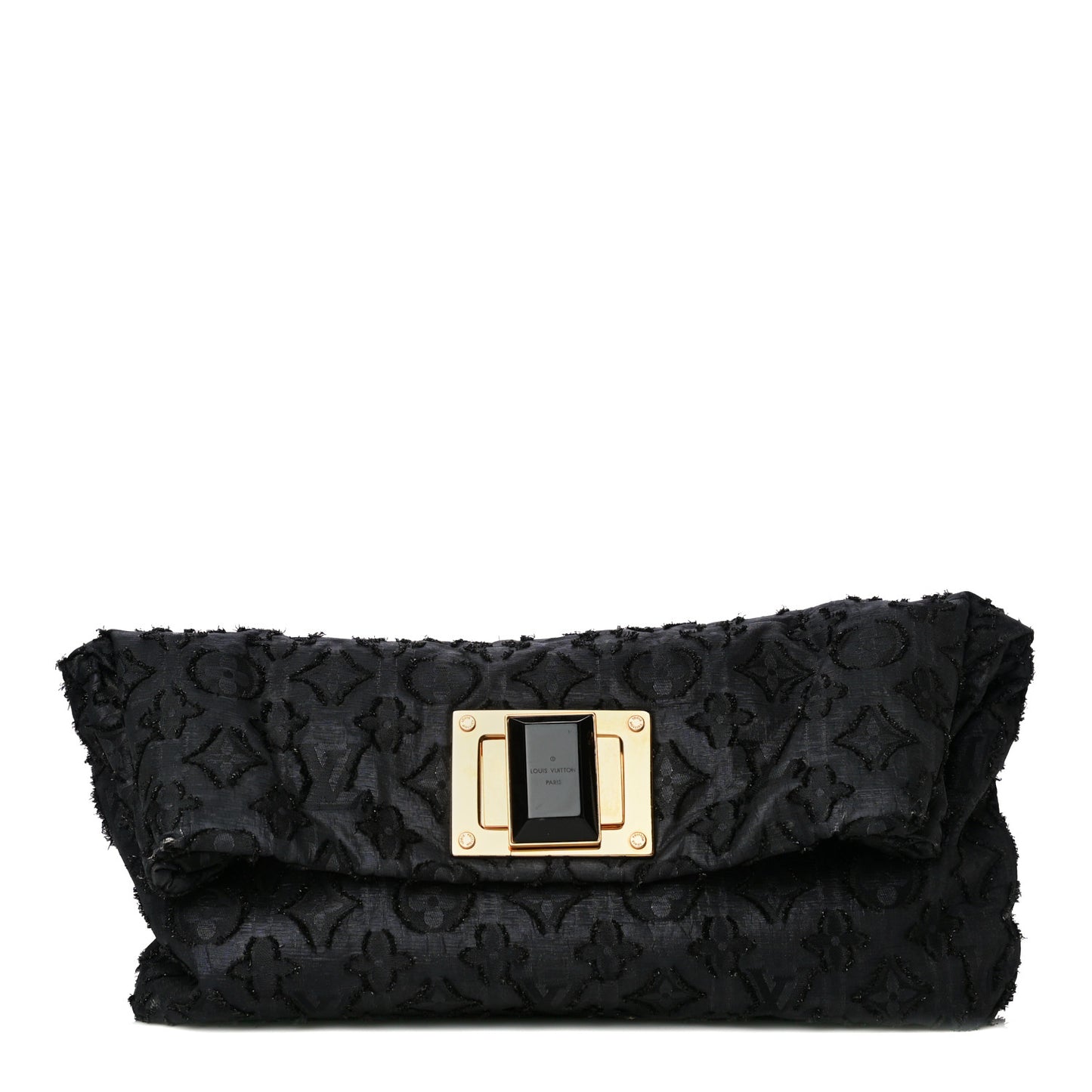 Lurex Quilted Monogram Altair Clutch Black