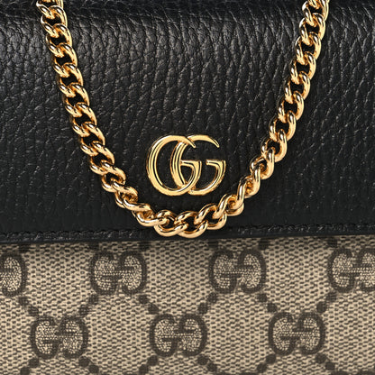 Gucci Dollar Calfskin GG Supreme Monogram Petite GG Marmont Wallet Chain Bag Black Beige Ebony 8 of 10
