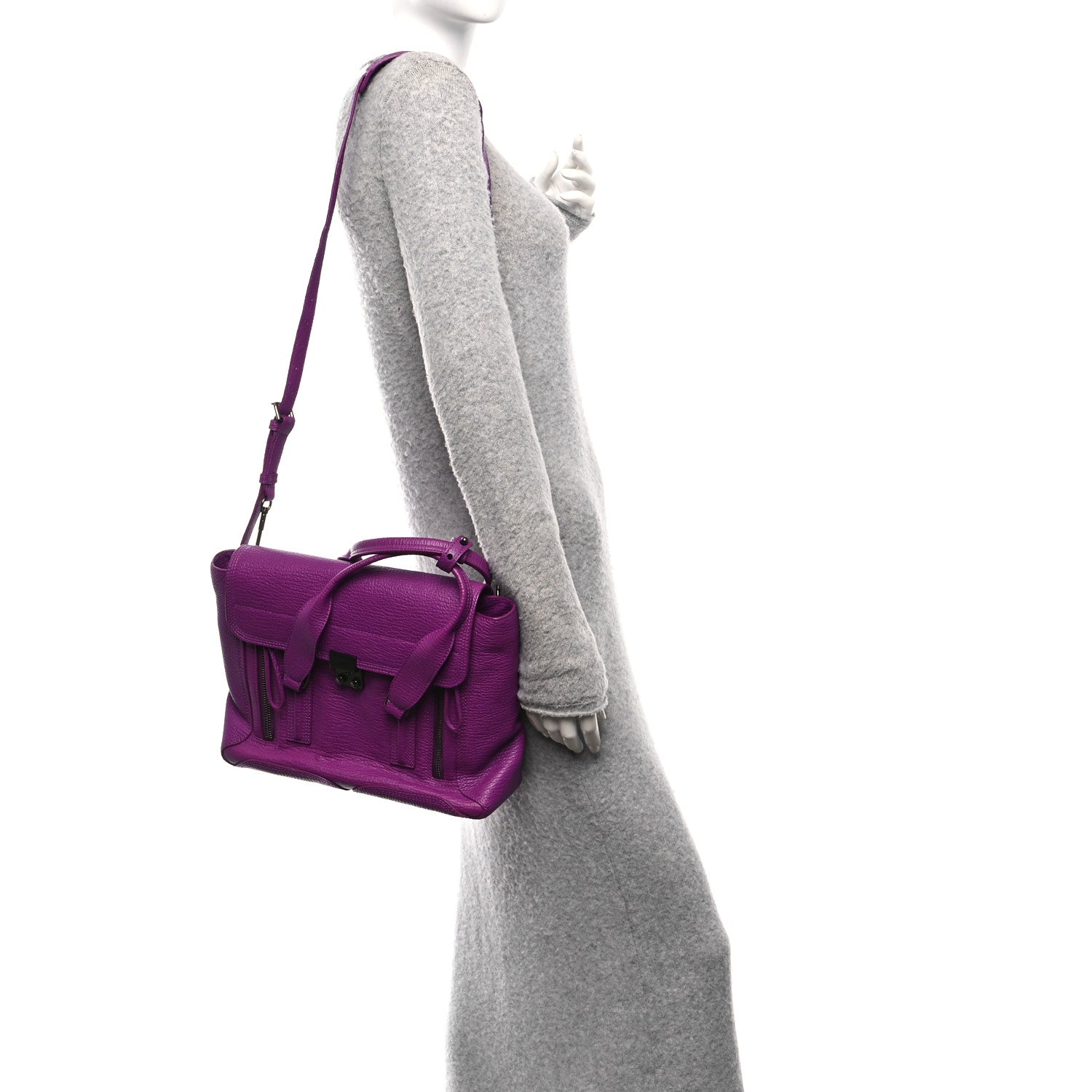 3.1 Phillip Lim Textured Calfskin Medium Pashli Satchel Orchid 2 of 9