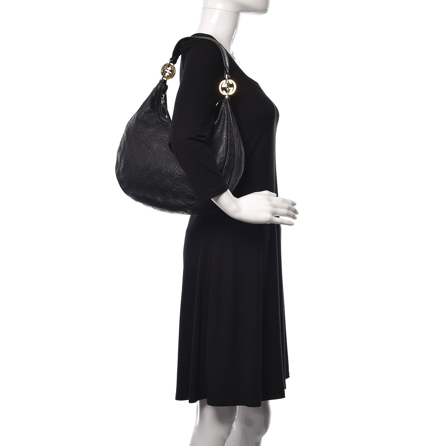 Guccissima Medium GG Twins Hobo Black