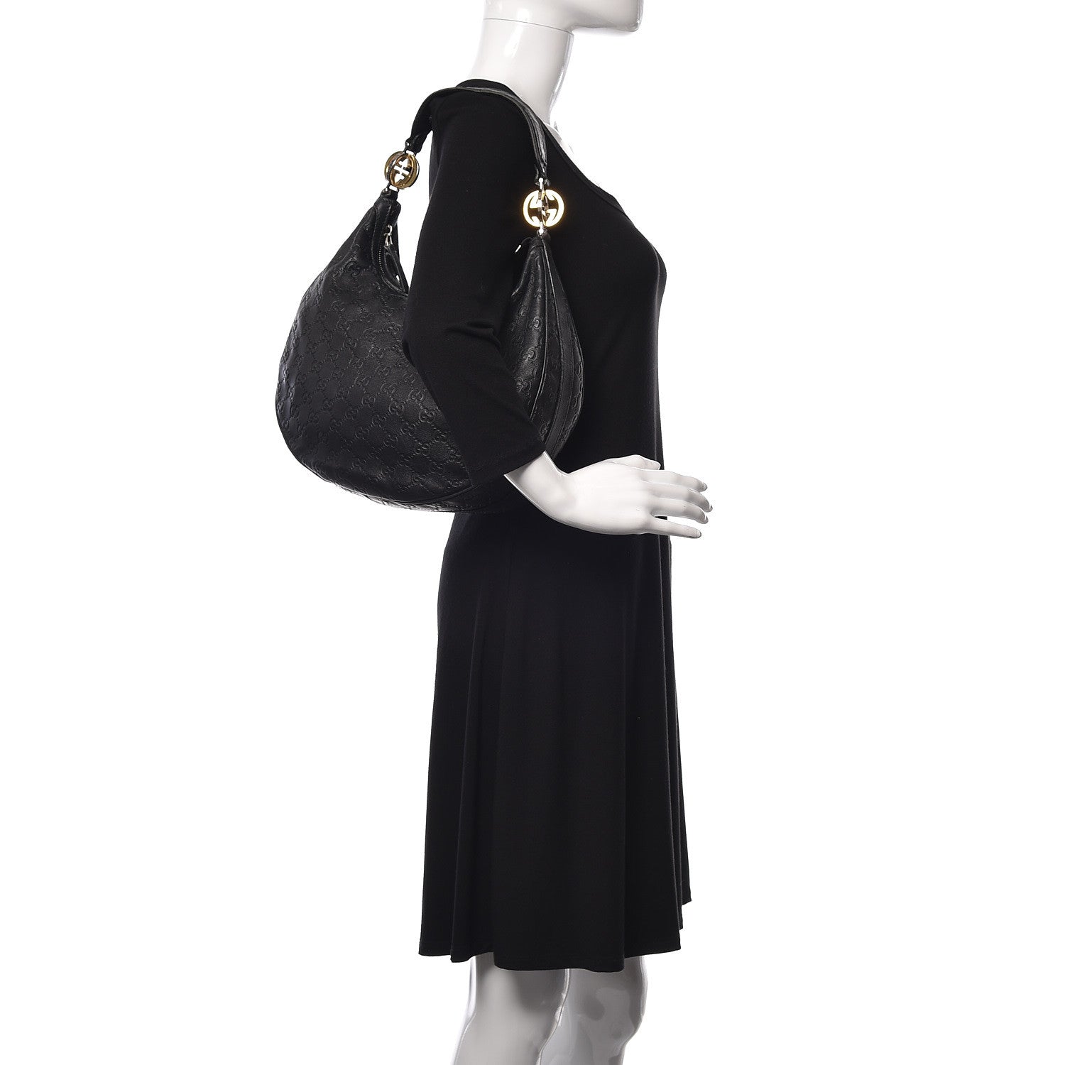 Gucci Guccissima Medium GG Twins Hobo Black 2 of 18