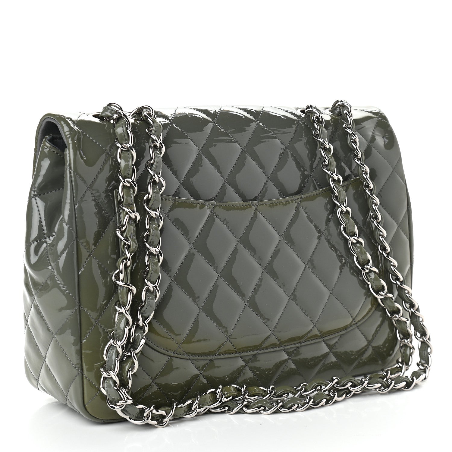 Chanel Patent Quilted Jumbo Single Flap Grey 2 of 10