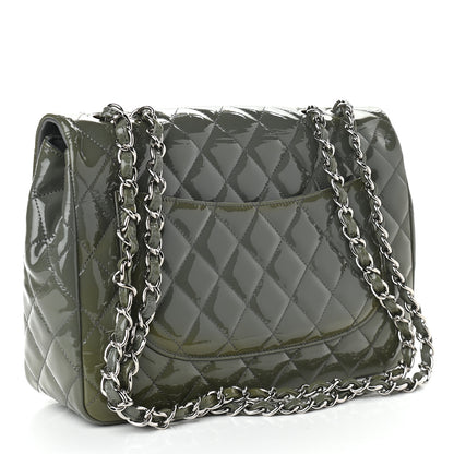 Chanel Patent Quilted Jumbo Single Flap Grey 2 of 10