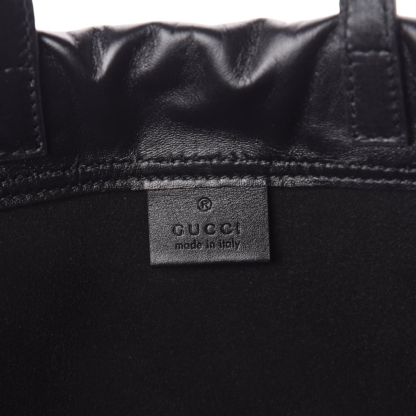 Calfskin Logo Drawstring Backpack Black