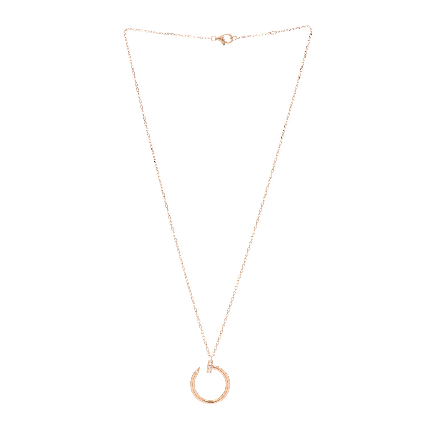 Cartier 18K Pink Gold Diamond Juste Un Clou Pendant Necklace 3 of 5