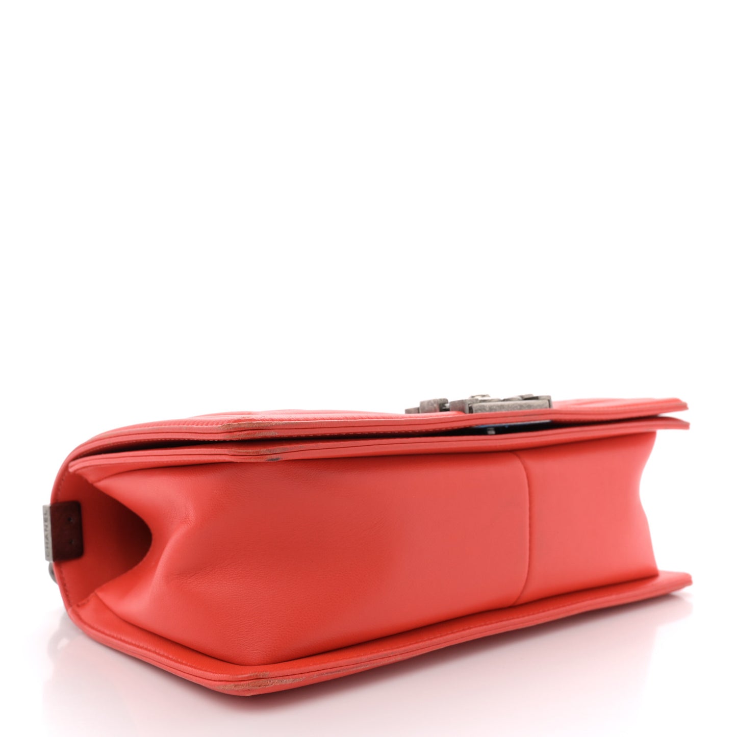 Wrinkled Lambskin Chevron Quilted Medium Boy Flap Orange