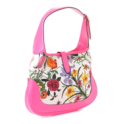 Gucci Canvas Flora Medium Jackie Hobo Fuchsia 2 of 4
